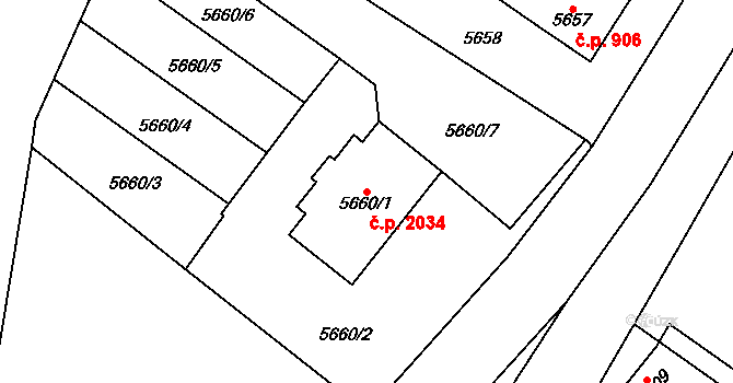 Šternberk 2034 na parcele st. 5660/1 v KÚ Šternberk, Katastrální mapa