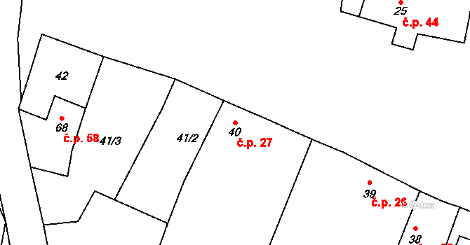 Vetlá 27, Vrbice na parcele st. 40 v KÚ Vetlá, Katastrální mapa