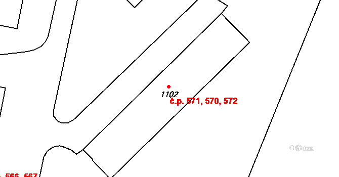 Jablonné nad Orlicí 571 na parcele st. 1101 v KÚ Jablonné nad Orlicí, Katastrální mapa