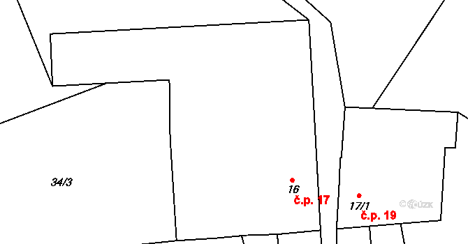 Turovka 17, Horní Cerekev na parcele st. 16 v KÚ Turovka, Katastrální mapa