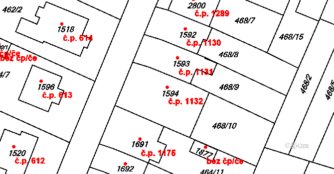 Litovel 1132 na parcele st. 1594 v KÚ Litovel, Katastrální mapa