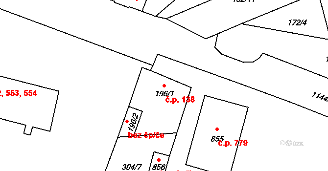 Úšovice 138, Mariánské Lázně na parcele st. 196/1 v KÚ Úšovice, Katastrální mapa