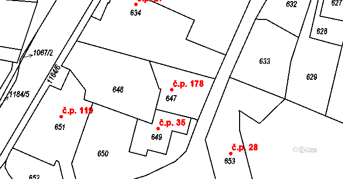 Jablůnka 178 na parcele st. 647 v KÚ Jablůnka, Katastrální mapa