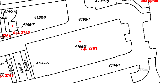 Žižkov 2761, Praha na parcele st. 4196/5 v KÚ Žižkov, Katastrální mapa