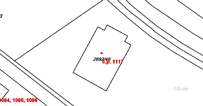 Braník 1117, Praha na parcele st. 2692/48 v KÚ Braník, Katastrální mapa