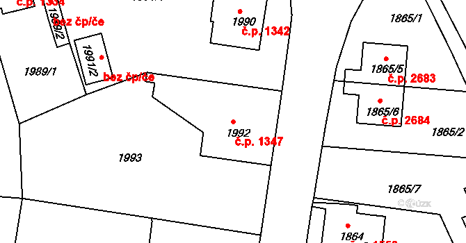 Česká Lípa 1347 na parcele st. 1992 v KÚ Česká Lípa, Katastrální mapa