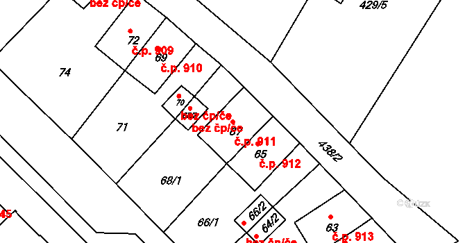 Jirkov 911 na parcele st. 67 v KÚ Jirkov, Katastrální mapa