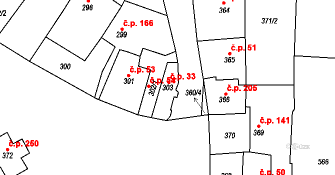 Padochov 33, Oslavany na parcele st. 303 v KÚ Padochov, Katastrální mapa