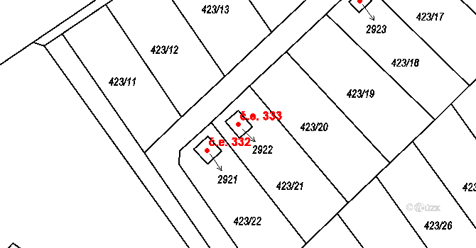 Úšovice 333, Mariánské Lázně na parcele st. 2922 v KÚ Úšovice, Katastrální mapa