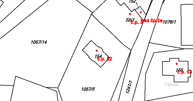 Kaliště u Lipí 52, Lipí na parcele st. 154 v KÚ Kaliště u Lipí, Katastrální mapa