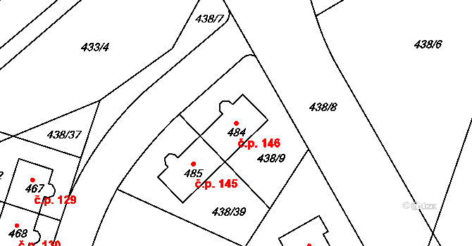 Horoušánky 146, Horoušany na parcele st. 484 v KÚ Horoušany, Katastrální mapa