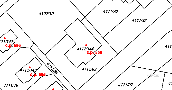 Choceňské Předměstí 556, Vysoké Mýto na parcele st. 4111/144 v KÚ Vysoké Mýto, Katastrální mapa