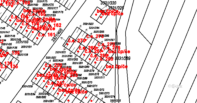 Dubňany 275 na parcele st. 3331/287 v KÚ Dubňany, Katastrální mapa