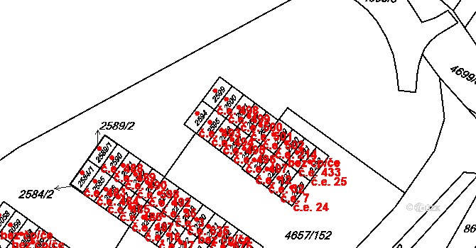 Veselí nad Moravou 500 na parcele st. 2601 v KÚ Veselí-Předměstí, Katastrální mapa