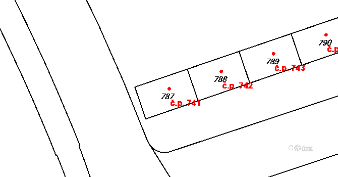 Hrabůvka 741, Ostrava na parcele st. 787 v KÚ Hrabůvka, Katastrální mapa