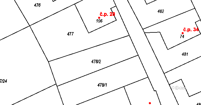 Klouzovy 3, Chotěboř na parcele st. 132 v KÚ Klouzovy u Chotěboře, Katastrální mapa