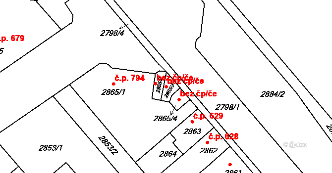 Ústí nad Labem 38850893 na parcele st. 2865/3 v KÚ Střekov, Katastrální mapa