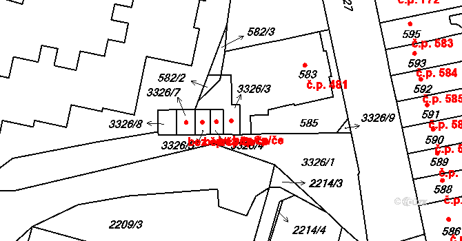 Benešov 39318893 na parcele st. 3326/3 v KÚ Benešov u Prahy, Katastrální mapa
