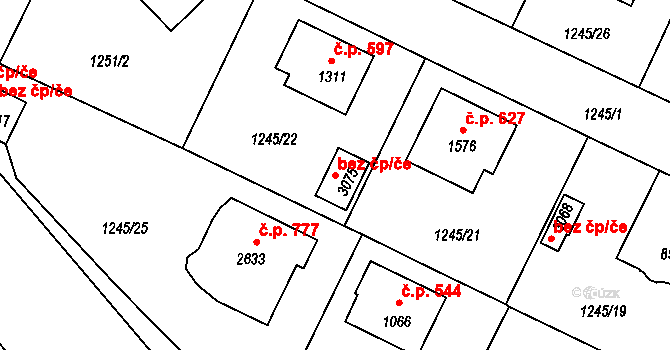 Týn nad Vltavou 40550893 na parcele st. 3075 v KÚ Týn nad Vltavou, Katastrální mapa