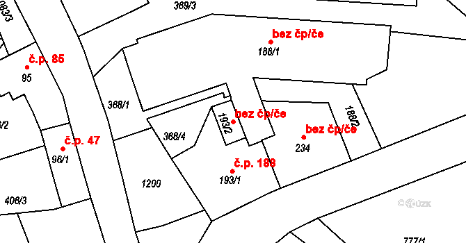 Chotyně 40822893 na parcele st. 193/2 v KÚ Chotyně, Katastrální mapa
