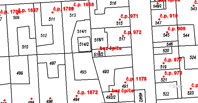 Kladno 41898893 na parcele st. 518/2 v KÚ Kročehlavy, Katastrální mapa