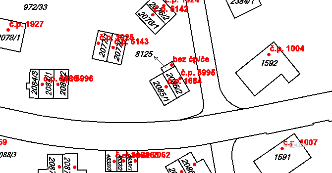 Zlín 1684 na parcele st. 2085/1 v KÚ Zlín, Katastrální mapa