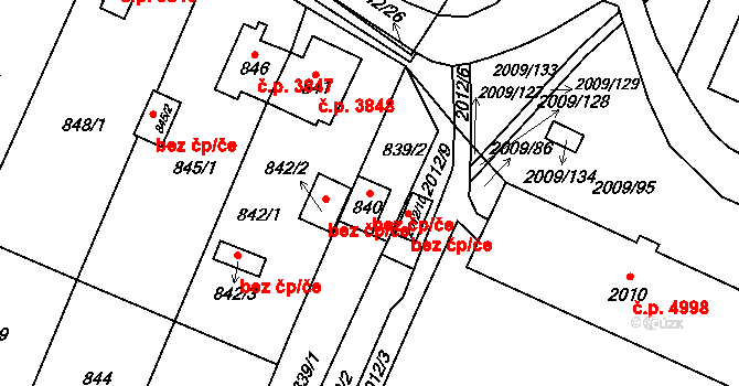 Chomutov 45011893 na parcele st. 840 v KÚ Chomutov I, Katastrální mapa