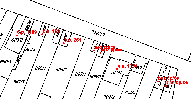 Oslavany 46035893 na parcele st. 697/2 v KÚ Oslavany, Katastrální mapa