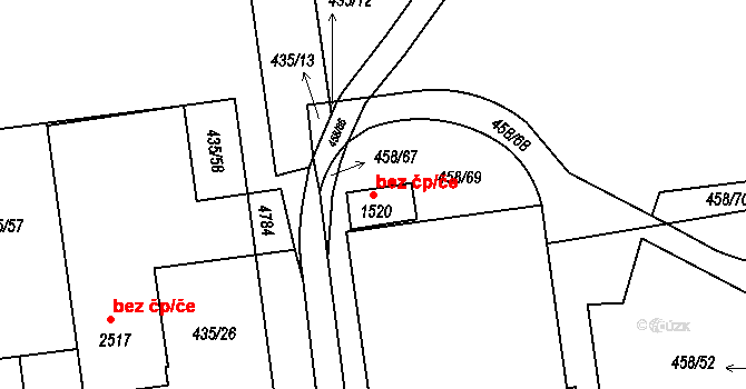 Otrokovice 47870893 na parcele st. 1520 v KÚ Otrokovice, Katastrální mapa