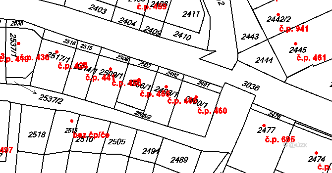 Nivnice 456 na parcele st. 2493/1 v KÚ Nivnice, Katastrální mapa