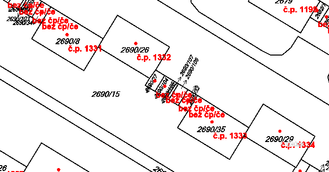 Slavkov u Brna 48790893 na parcele st. 2690/104 v KÚ Slavkov u Brna, Katastrální mapa