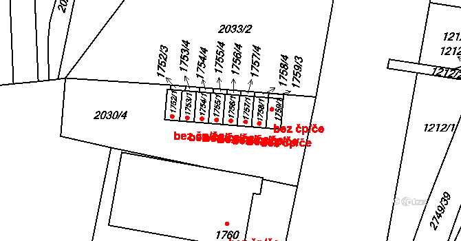 Choceň 49148893 na parcele st. 1756/1 v KÚ Choceň, Katastrální mapa