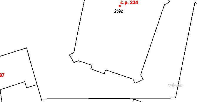 Třešť 234 na parcele st. 2692 v KÚ Třešť, Katastrální mapa