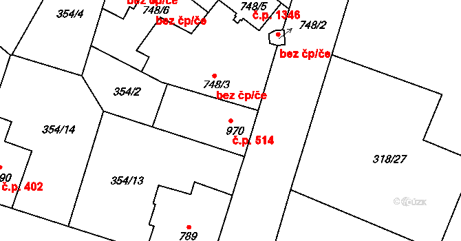 Sušice II 514, Sušice na parcele st. 970 v KÚ Sušice nad Otavou, Katastrální mapa