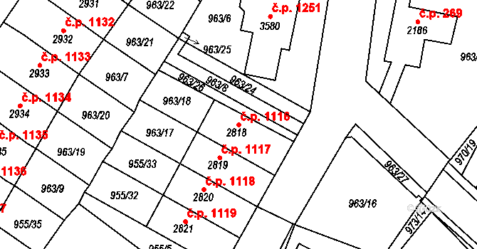 Sušice II 1116, Sušice na parcele st. 2818 v KÚ Sušice nad Otavou, Katastrální mapa