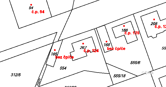 Hradišťko I 124, Veltruby na parcele st. 267 v KÚ Hradišťko I, Katastrální mapa