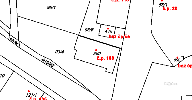 Malá Skalice 168, Česká Skalice na parcele st. 260 v KÚ Malá Skalice, Katastrální mapa