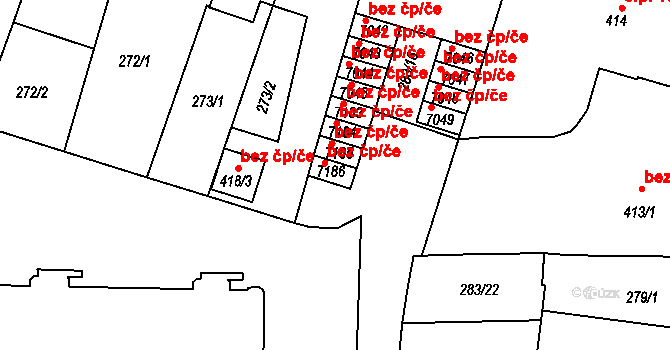 Písek 77736893 na parcele st. 7186 v KÚ Písek, Katastrální mapa