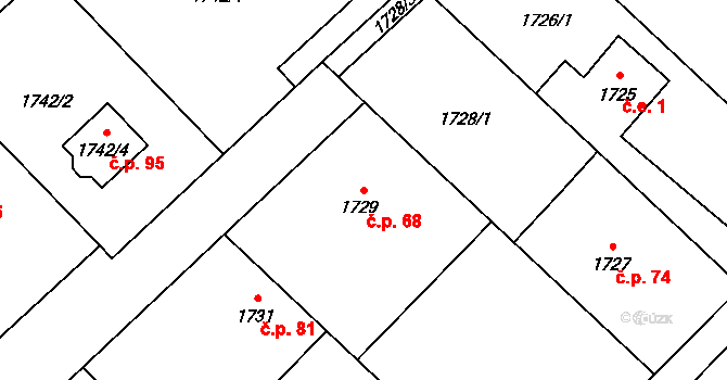 Josefovice 68, Klimkovice na parcele st. 1729 v KÚ Klimkovice, Katastrální mapa