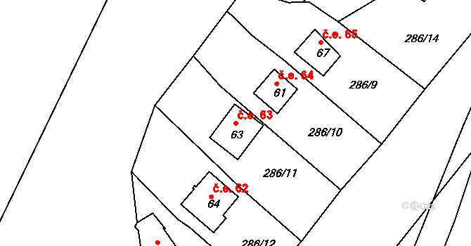 Hracholusky 63, Úlice na parcele st. 63 v KÚ Hracholusky nade Mží, Katastrální mapa