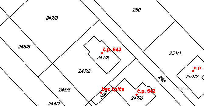 Bedihošť 543 na parcele st. 247/8 v KÚ Bedihošť, Katastrální mapa
