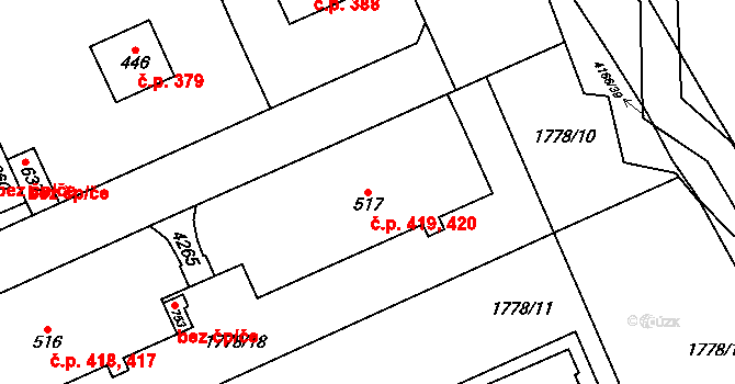 Libouchec 419,420 na parcele st. 517 v KÚ Libouchec, Katastrální mapa