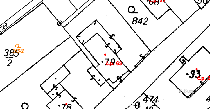 Chrtníč 63 na parcele st. 79 v KÚ Chrtníč, Katastrální mapa