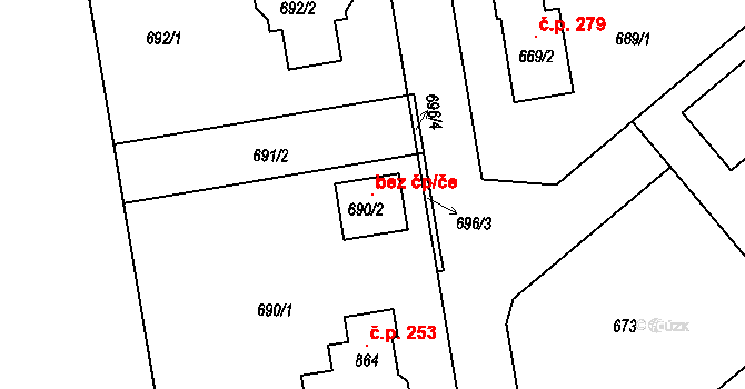 Jenišov 93774893 na parcele st. 690/2 v KÚ Jenišov, Katastrální mapa