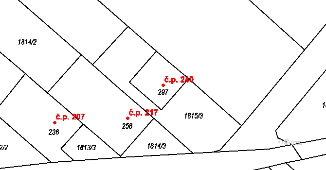 Ivaň 240 na parcele st. 297 v KÚ Ivaň, Katastrální mapa