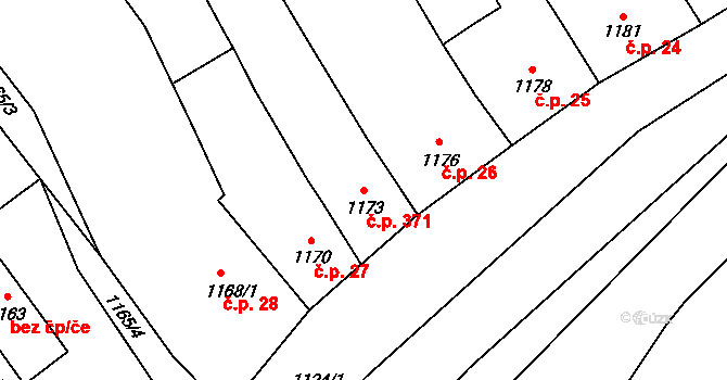 Morkovice 371, Morkovice-Slížany na parcele st. 1173 v KÚ Morkovice, Katastrální mapa