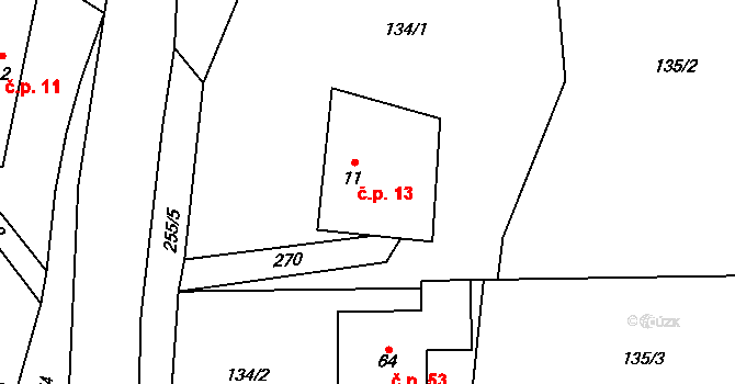 Ladín 13, Konice na parcele st. 11 v KÚ Ladín, Katastrální mapa