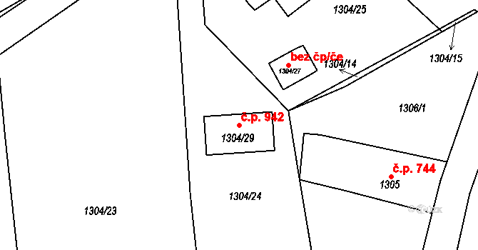 Kynšperk nad Ohří 942 na parcele st. 1304/29 v KÚ Kynšperk nad Ohří, Katastrální mapa