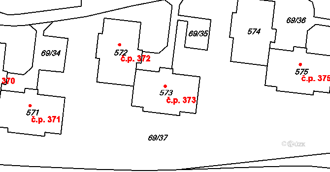 Železná Ruda 373 na parcele st. 573 v KÚ Železná Ruda, Katastrální mapa