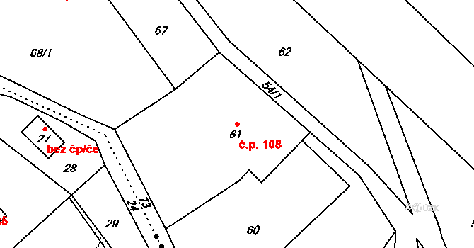 Janovice 108, Rýmařov na parcele st. 61 v KÚ Janušov, Katastrální mapa